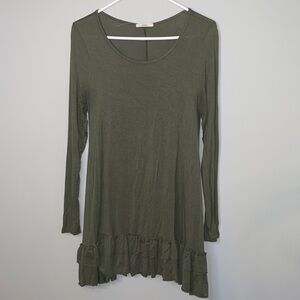 Womens Easel Green Ruffle Top